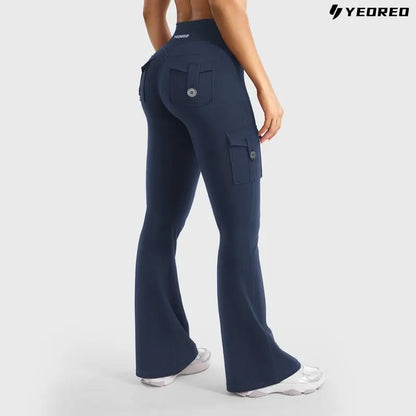 Women's athletic flare pants with hidden pockets