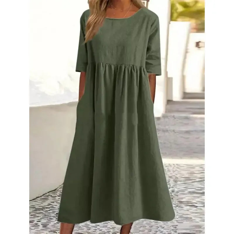 Summer New Cotton and Linen Casual Short Sleeve