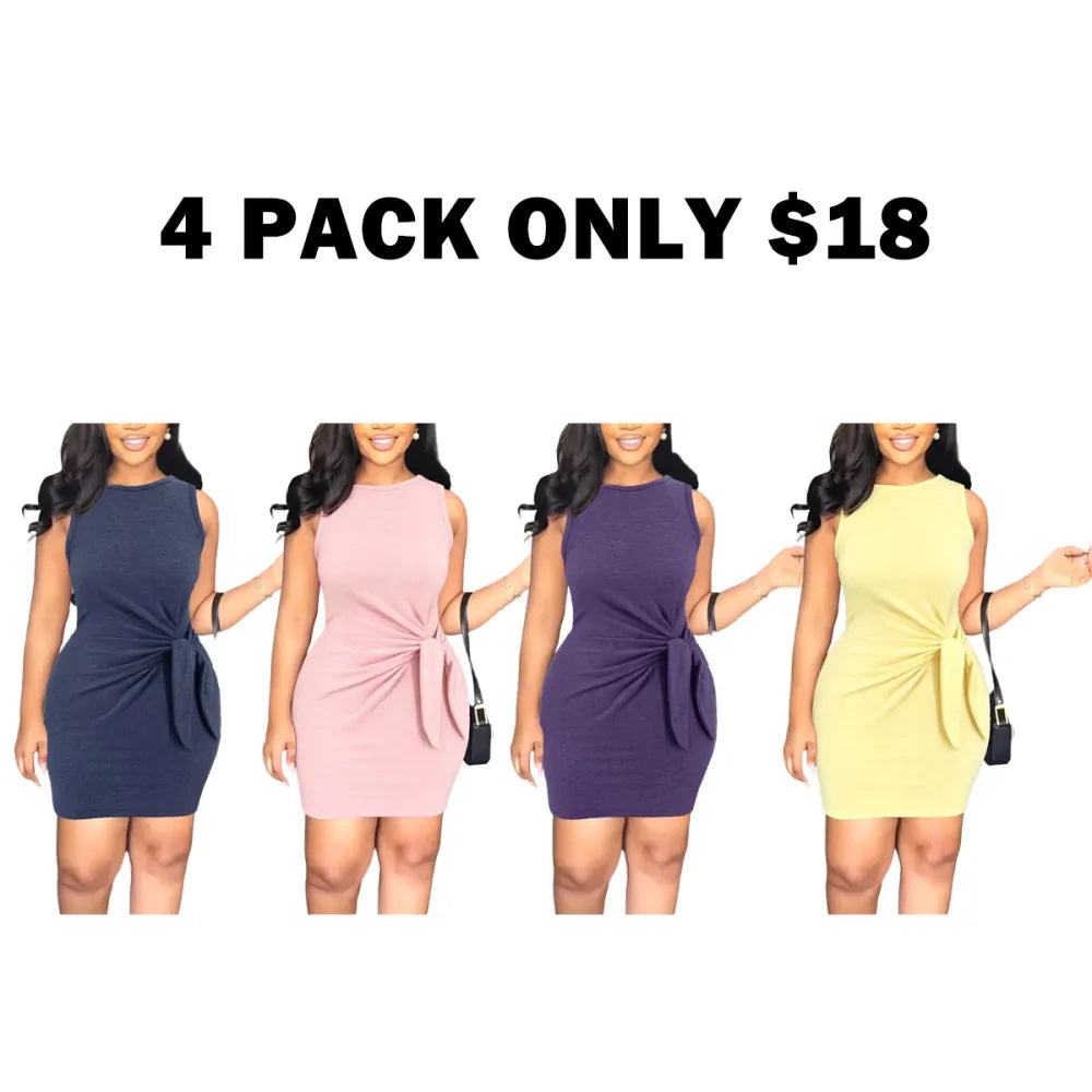 Women's Plain Knot Design Tank Dress