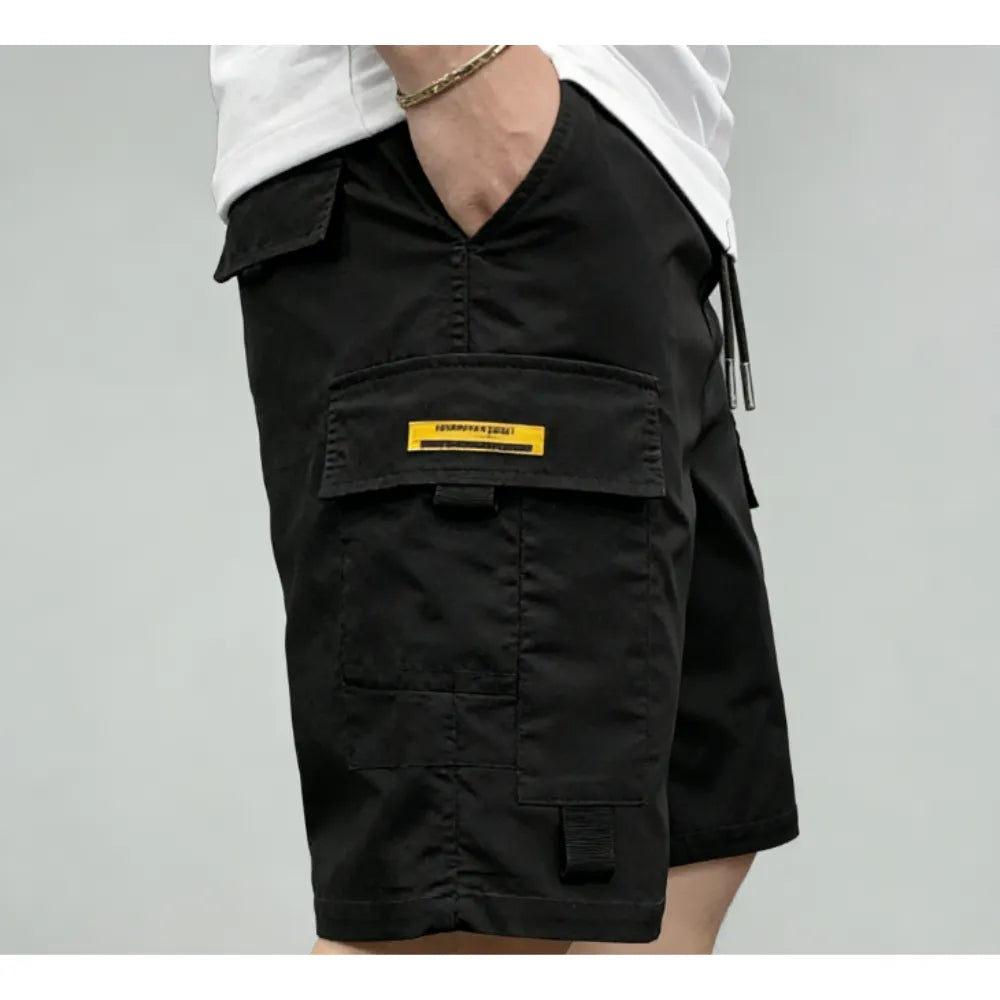 Street Style Three-Piece Set Men's Multi-Pocket Cargo Shorts