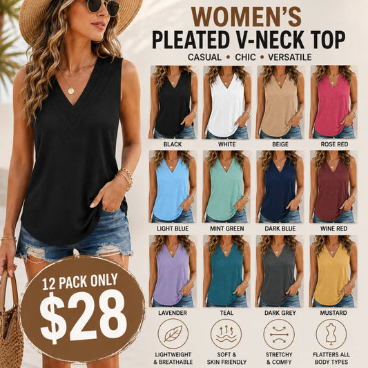 Women V Neck Tank Tops Dressy Casual Summer Loose Fit Sleeveless Shirts