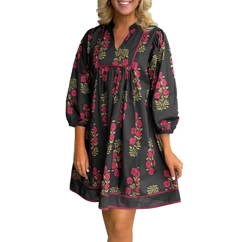 Women's Floral Striped Mini Dress