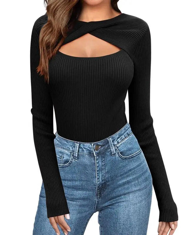 Women's Pullover Sweaters Long Sleeve Cutout Knit