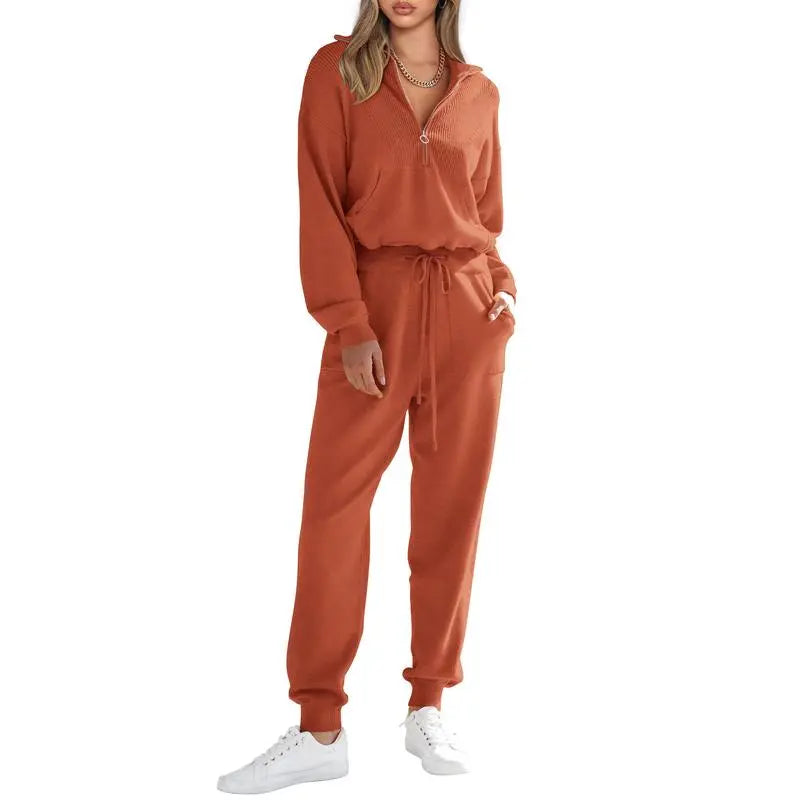 Women's 2-Piece Sweater Set Pullover Zip Up Sweatshirt Jogger Sweatpants Tracksuit Casual Outfit