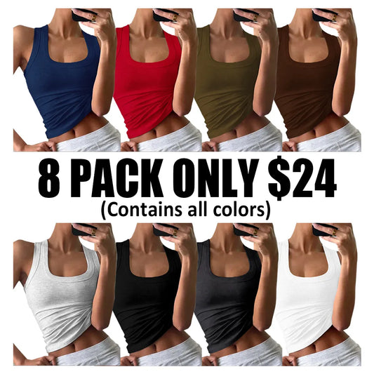Women's Casual Slim-Fit Solid-Color Sleeveless Tank Top