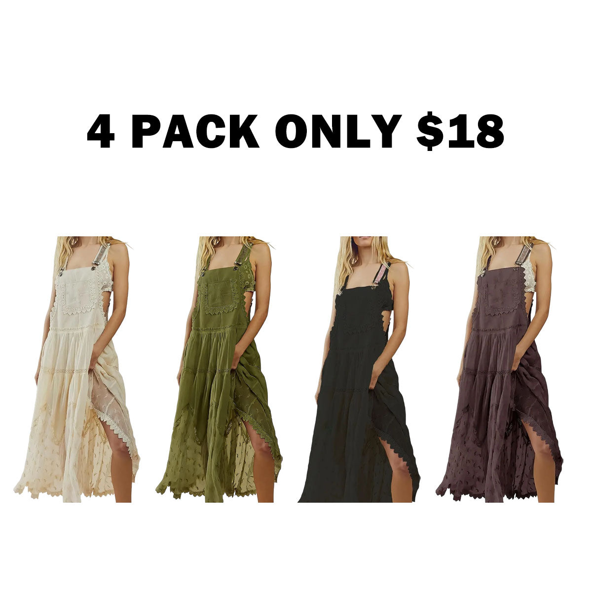 Women's Basic Minimalist Sleeveless Laced Embroidered Tulle Bib Dress