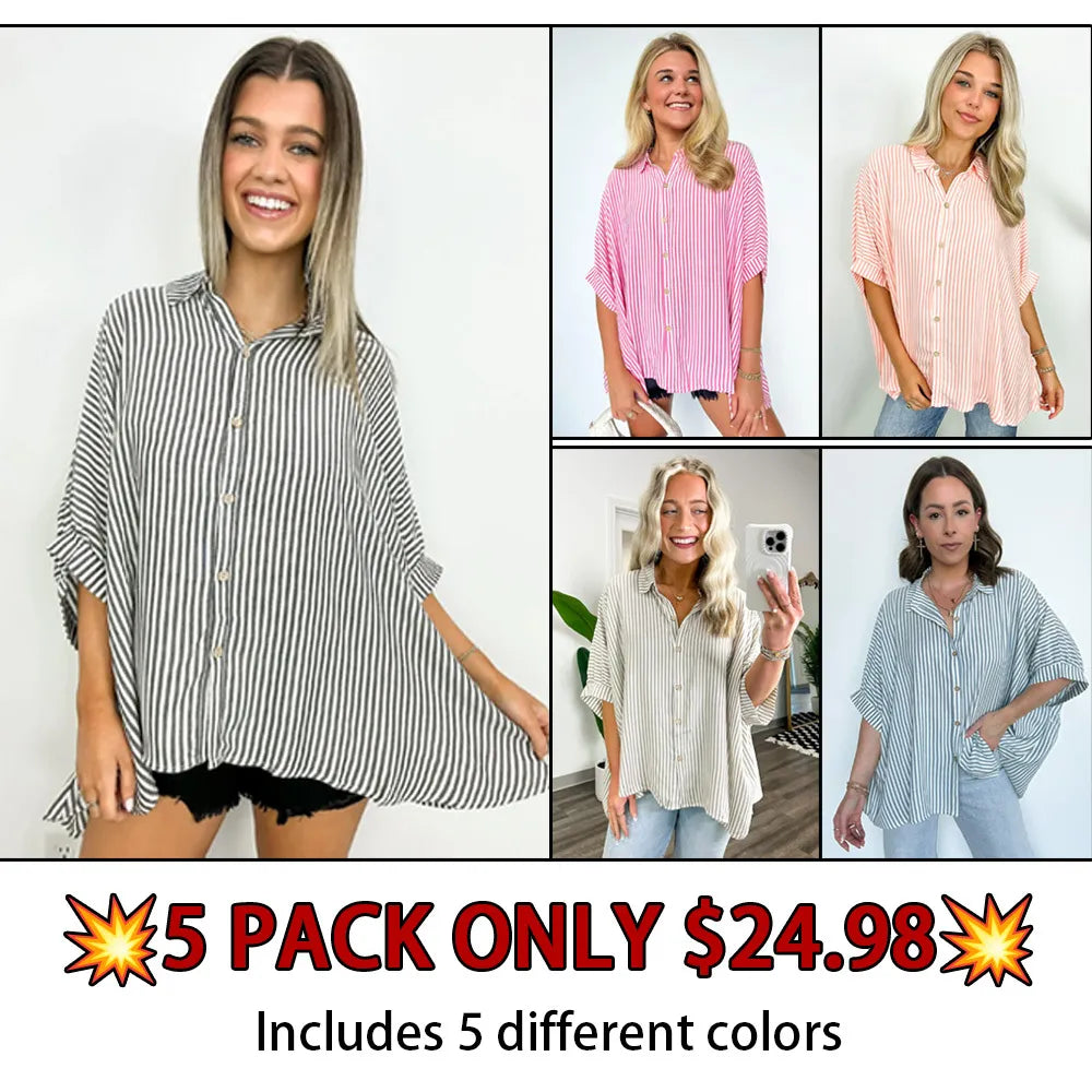 JoJo Striped Button Down Relaxed Top - BACK IN STOCK
