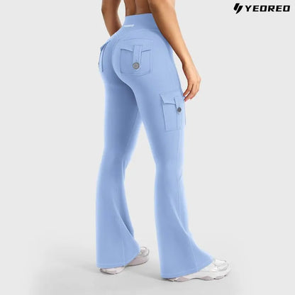 Women's athletic flare pants with hidden pockets