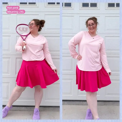 【Plus Size】 Pleated Tennis Skirt with Shorts