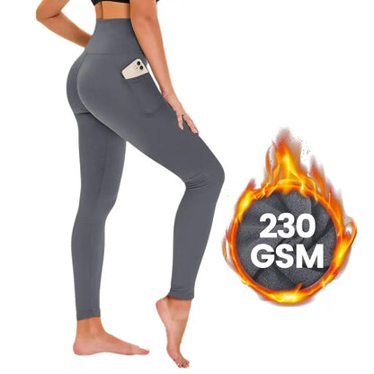 Women's High Waisted Fleece Lined Leggings with Pockets