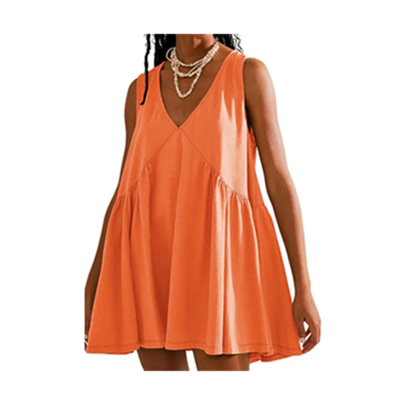 Special Sale❤️ Women's V-Neck Tank Sundress Summer Sleeveless A-Line Mini Dress Casual Loose Dresses with Pockets