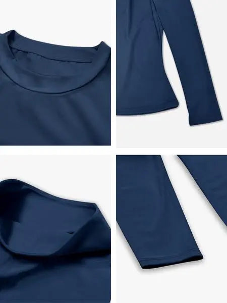 Women's Patchwork High Elastic Soft Round Neck Flat Shoulder Long Sleeve Slim Fit Beautiful Hip Tight Pants