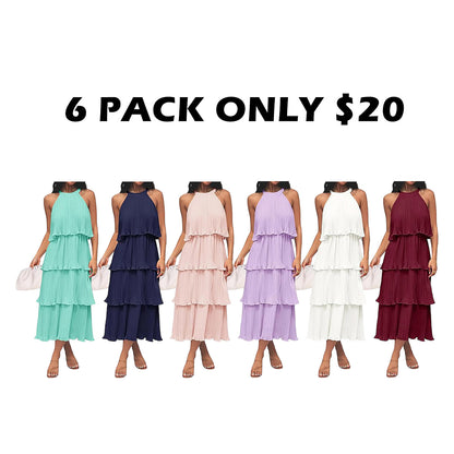 Women's 2026 Summer Sleeveless Chiffon Flowy Midi Dress