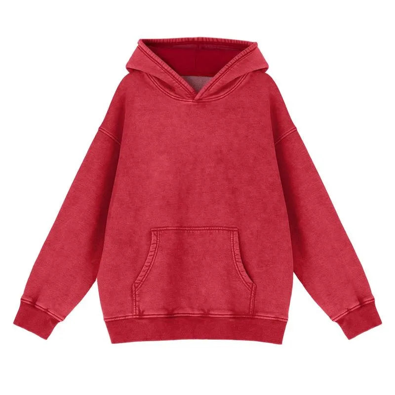 Unisex Casual Oversized Acid Wash Tops Hoodie Pullover