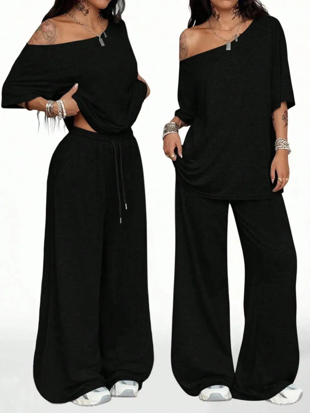 Women's Casual Solid Color Sport Two-Piece Set