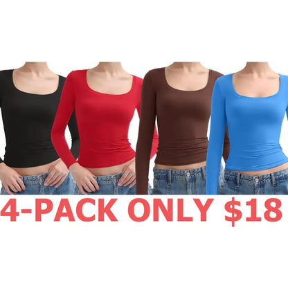 Womens Scoop Neck Long Sleeve Top