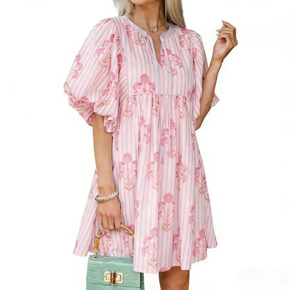 Women's Floral Striped Mini Dress