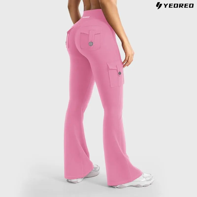 Women's athletic flare pants with hidden pockets