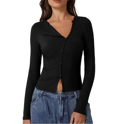 Women's Long Sleeve Ribbed Crewneck Shirts