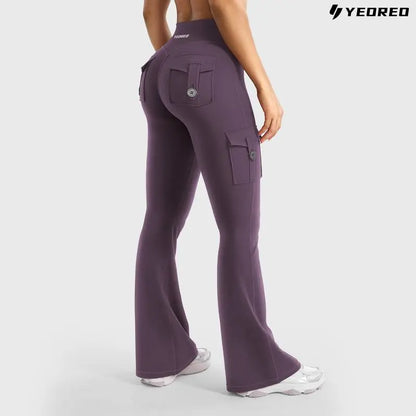 Women's athletic flare pants with hidden pockets