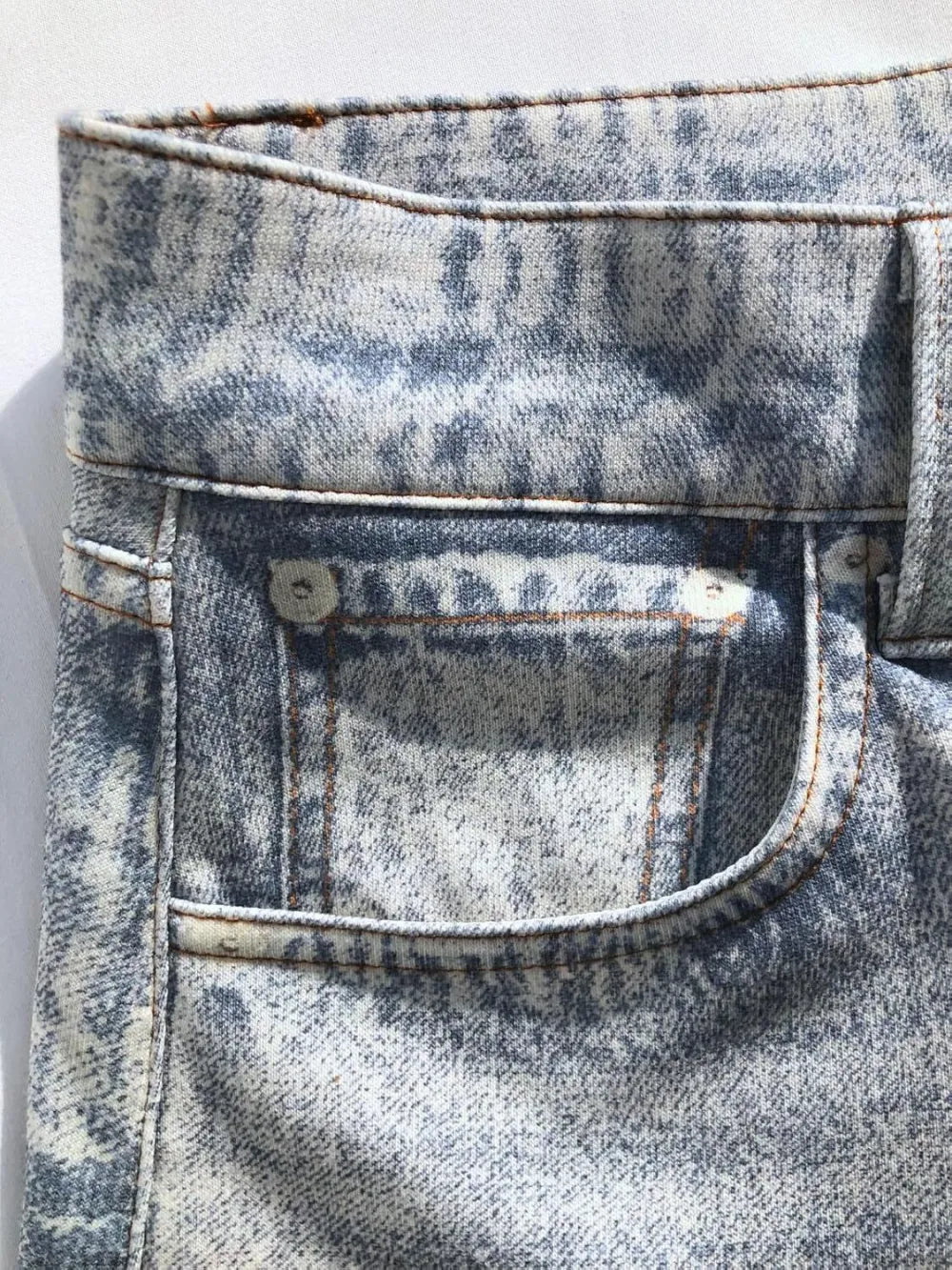 Women's Sweatpant Jeans Print Denim Sweatpants High Waisted Full-Length Wide Leg Pants Baggy Comfort Faux Jeans