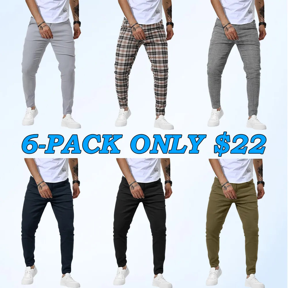 Men's Casual Slim Fit Pants Skinny Stretch Dress Slacks