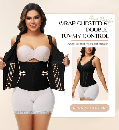 Women with Bra Tummy Control Girdle Workout Shapewear with Adjustable Shoulder Strap