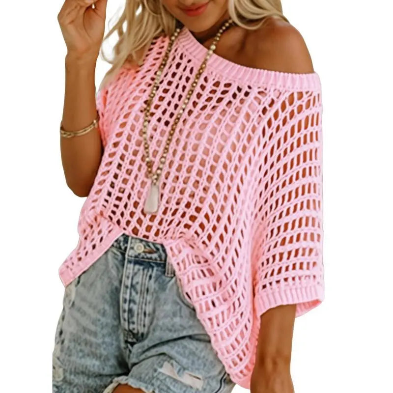 Women'S Summer Round Neck Short Sleeve Sweater