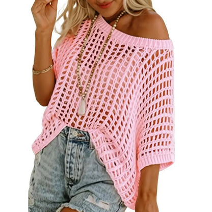 Women'S Summer Round Neck Short Sleeve Sweater
