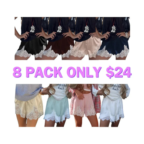 Satin Silk Shorts for Women Y2K Low Rise Lace Trim Micro Mini Shorts