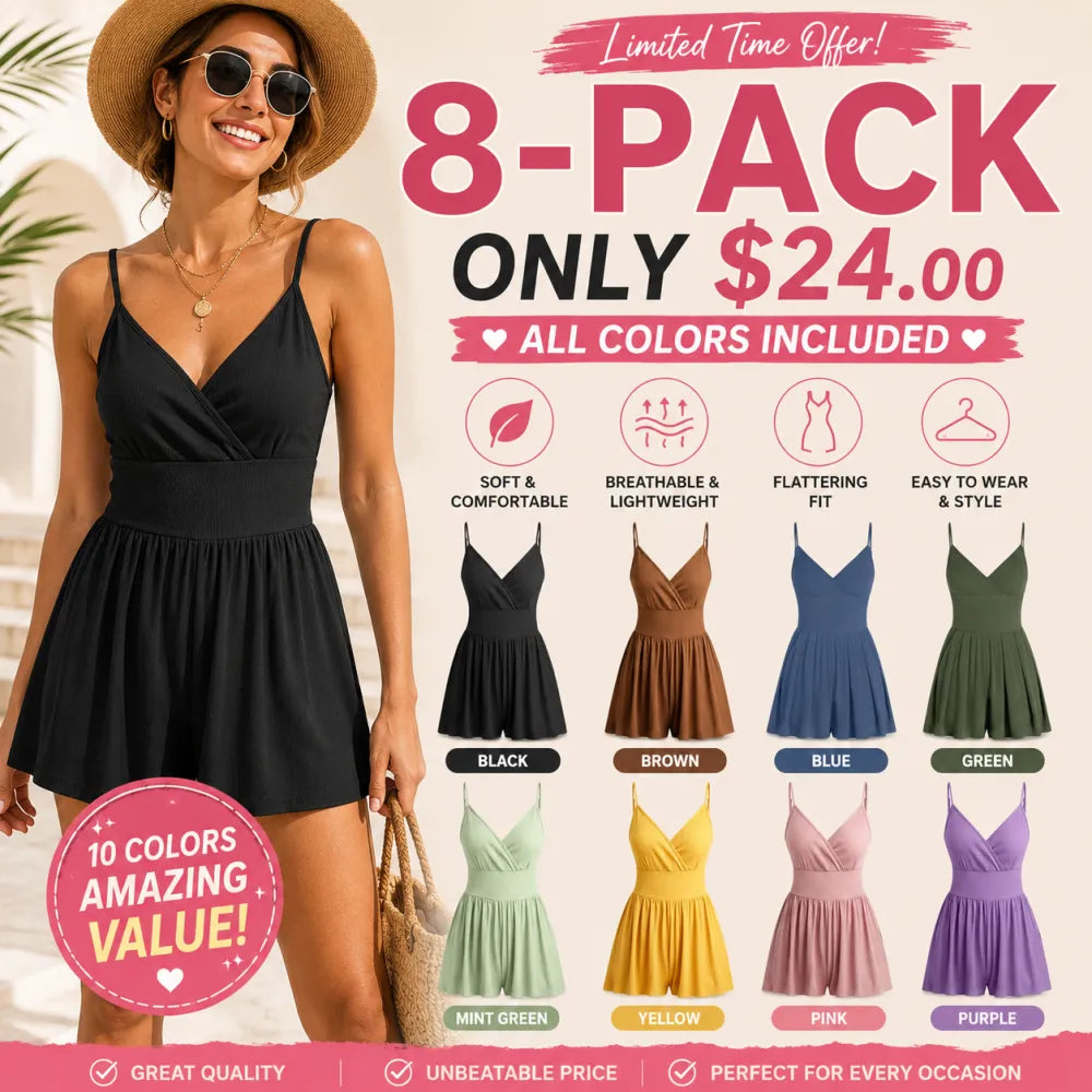 Women's Knitted Plain Backless Wrap Fitted Romper, Casual Chic Jumpsuit