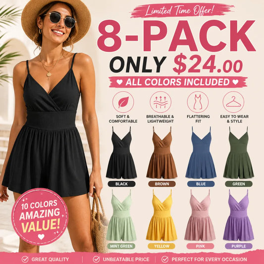 Women's Knitted Plain Backless Wrap Fitted Romper, Casual Chic Jumpsuit