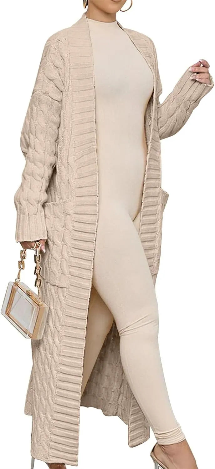 Women's Long Cardigan 2024 Oversized Coat Long Sleeve Open Cardigan Knitted Extra Long Coat Autumn Fashion Jacket Clothes