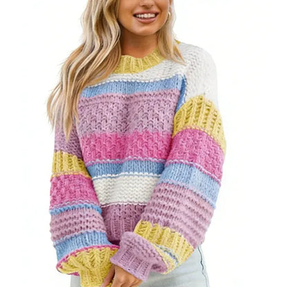 Women's loose-fitting oversized crew neck sweater