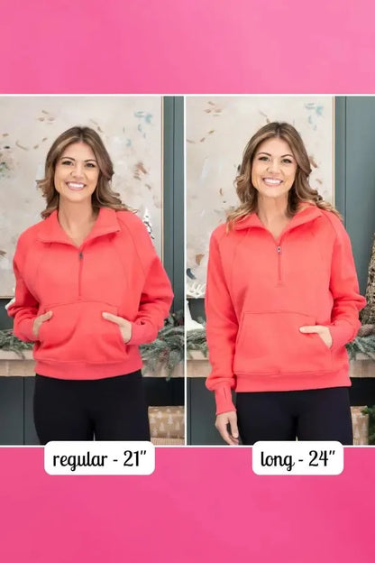 Fleece Funnel Neck Pullover In Two Lengths