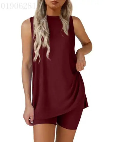 Sleeveless Crewneck Women's 2 Piece Sets