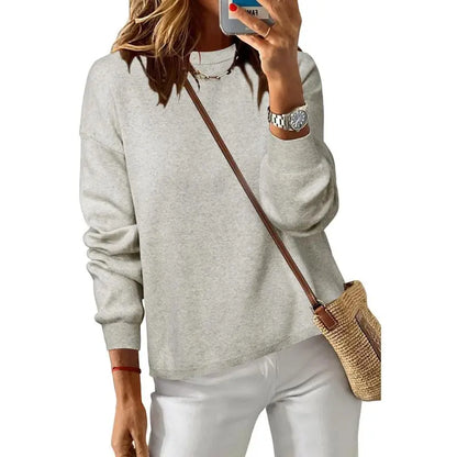Women's 100% Cotton Crew Neck Fall Casual Relaxed Fit Sweater Tops 2025