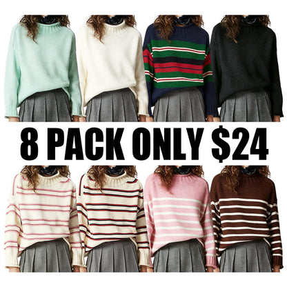 Women's loose-fitting turtleneck chunky knit sweater