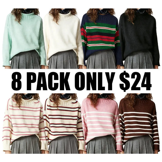 Women's loose-fitting turtleneck chunky knit sweater