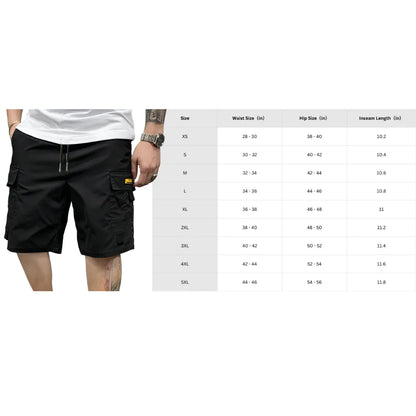 Street Style Three-Piece Set Men's Multi-Pocket Cargo Shorts