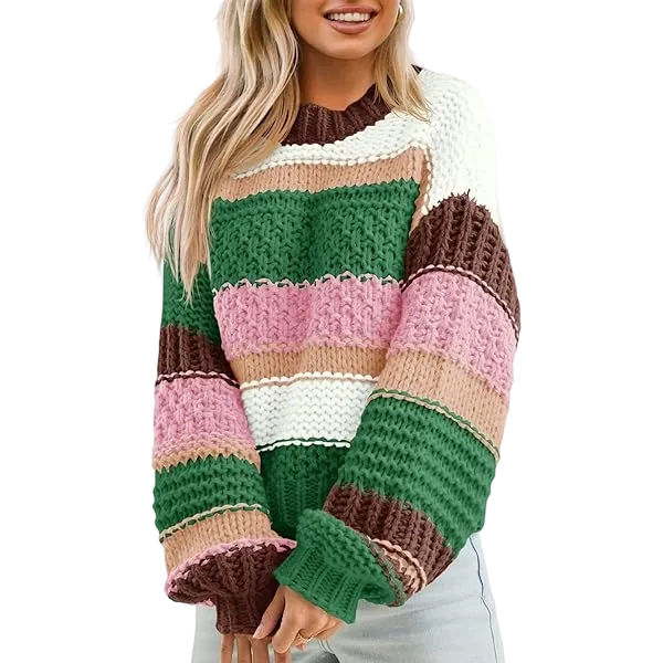 Women's loose-fitting oversized crew neck sweater