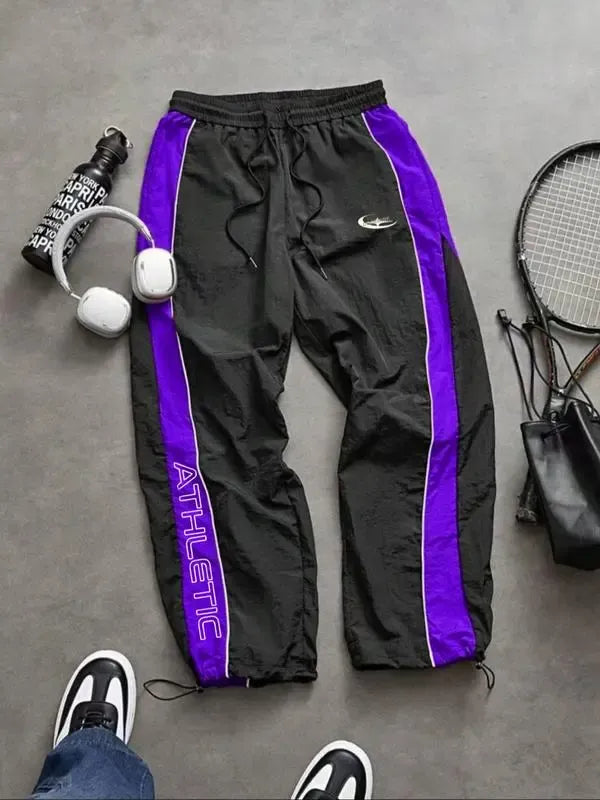 Men's Casual Sporty Long Pants, Loose Fit Elastic Cuff, Fashionable Print, Lightweight Fabric, Perfect for Daily Wear