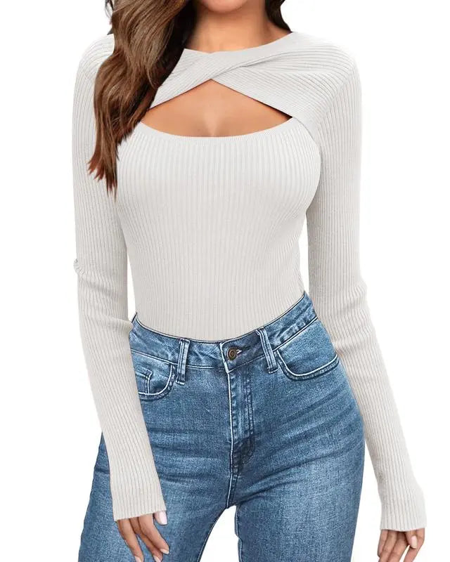 Women's Pullover Sweaters Long Sleeve Cutout Knit