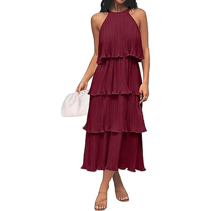 Women's 2026 Summer Sleeveless Chiffon Flowy Midi Dress