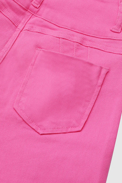 Solid Cut Out Waist Skinny High Waist Capri Jeans