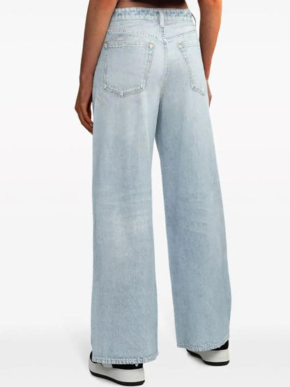 Women's Sweatpant Jeans Print Denim Sweatpants High Waisted Full-Length Wide Leg Pants Baggy Comfort Faux Jeans
