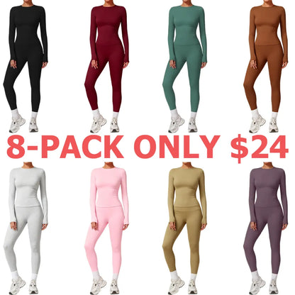 2-Piece Set Women's Long Sleeve Solid Color Sports Set