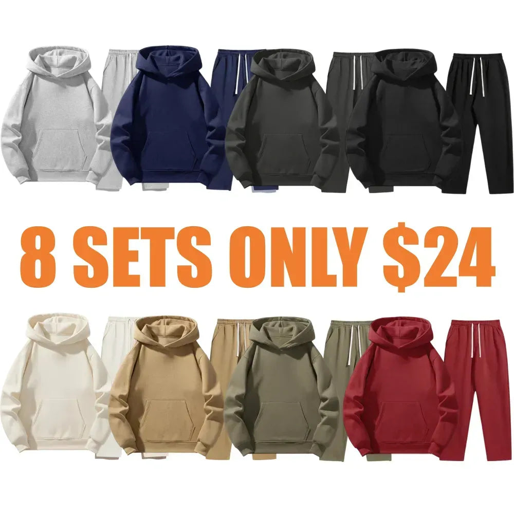 Men’s Casual Hoodie & Jogger Set – Two-Piece Daily Outfit