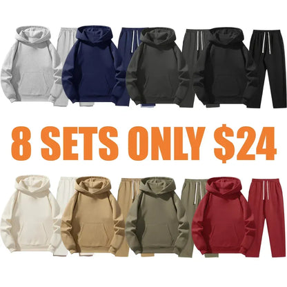 Men’s Casual Hoodie & Jogger Set – Two-Piece Daily Outfit