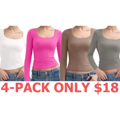Womens Scoop Neck Long Sleeve Top